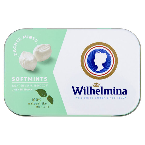 WILHELMINA MINI SOFTMINTS BLIKJE  / KLEINE METALLDOSE 50 gr.  BY FORTUIN