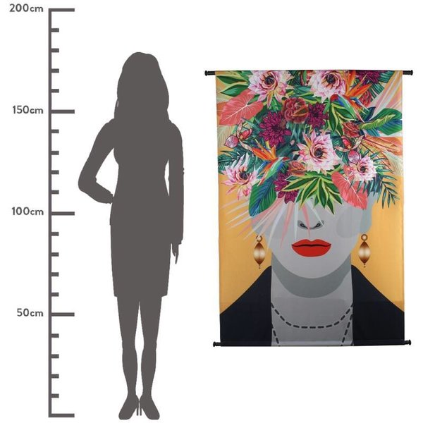 WANDBEHANG - FACE WITH FLOWERS - 105 x 136 CM - BY KERSTEN